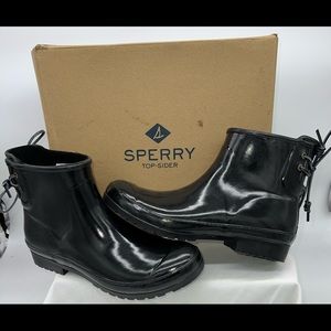 Sperry Black Walker Turf Rubber RainBoots Size 10